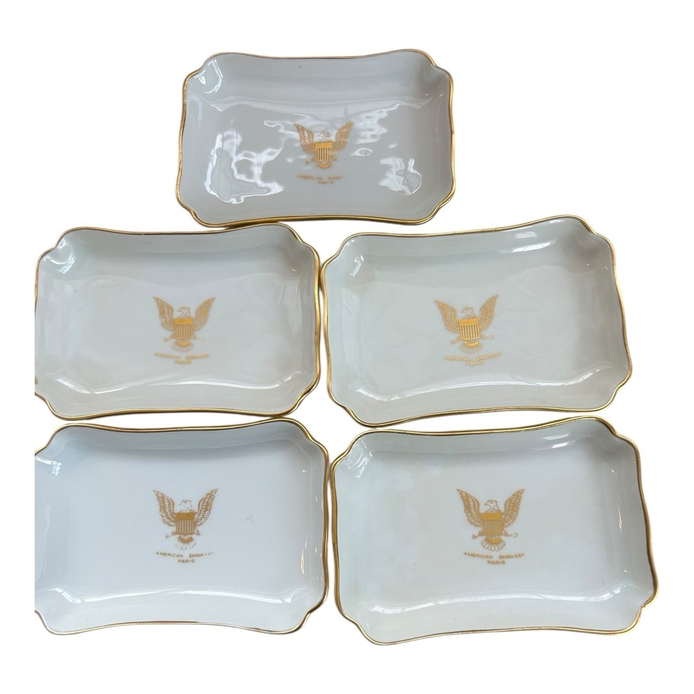 Haviland Limoges‎ American Embassy Paris Trinket trays set of 5  MCM